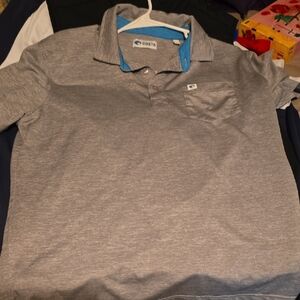 Costa Heather Gray Polo with Blue Accents